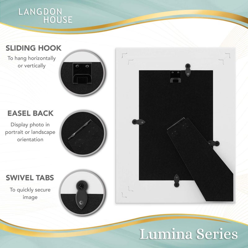 Langdon House 4x6 Real Wood Picture Frames (Weathered White - Gold Accents, 2 Pack), French Country Style Wooden Photo Frame 4 x 6, Lumina Collection - Image 4
